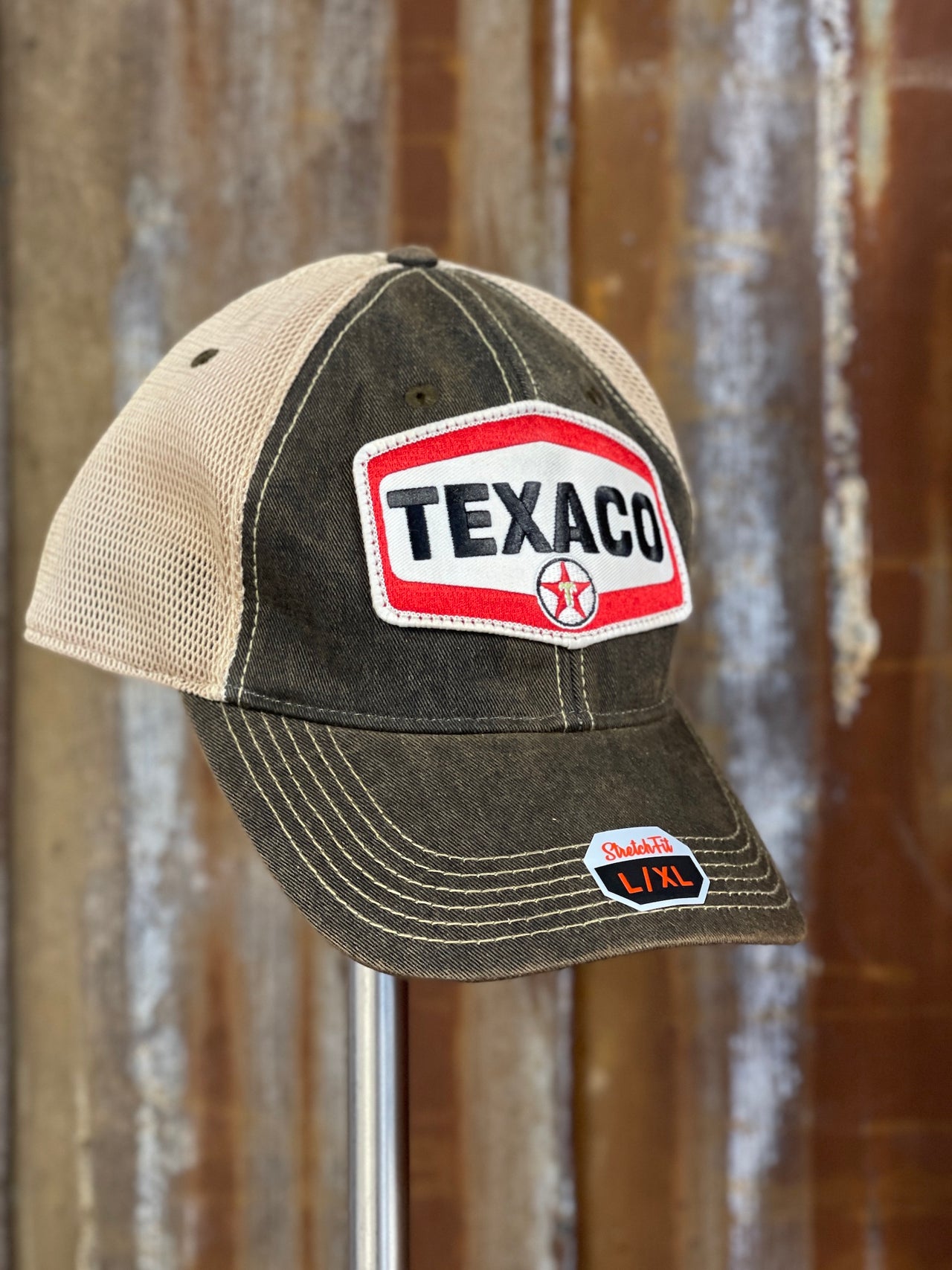 Texaco Logo Baseball Hat- NON-Distressed Black Stretchfit L/XL