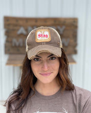 Stag Beer Hat- Distressed Brown Snapback