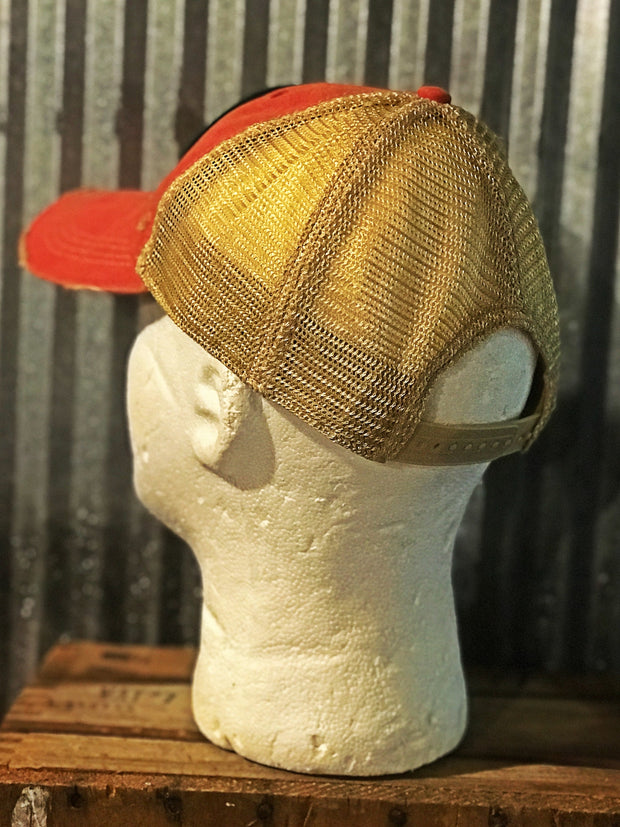 Wolf's Head Oil Hat- Distressed Red Snapback
