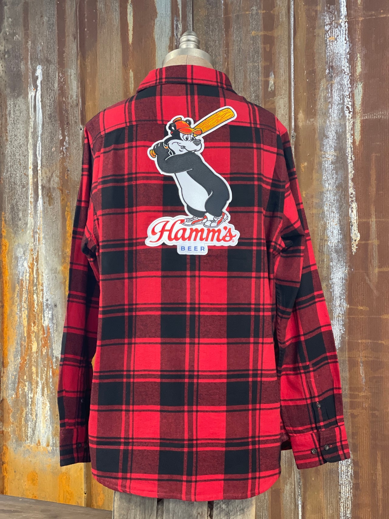 Hamm's Baseball bear Flannel Angry Minnow Vintage