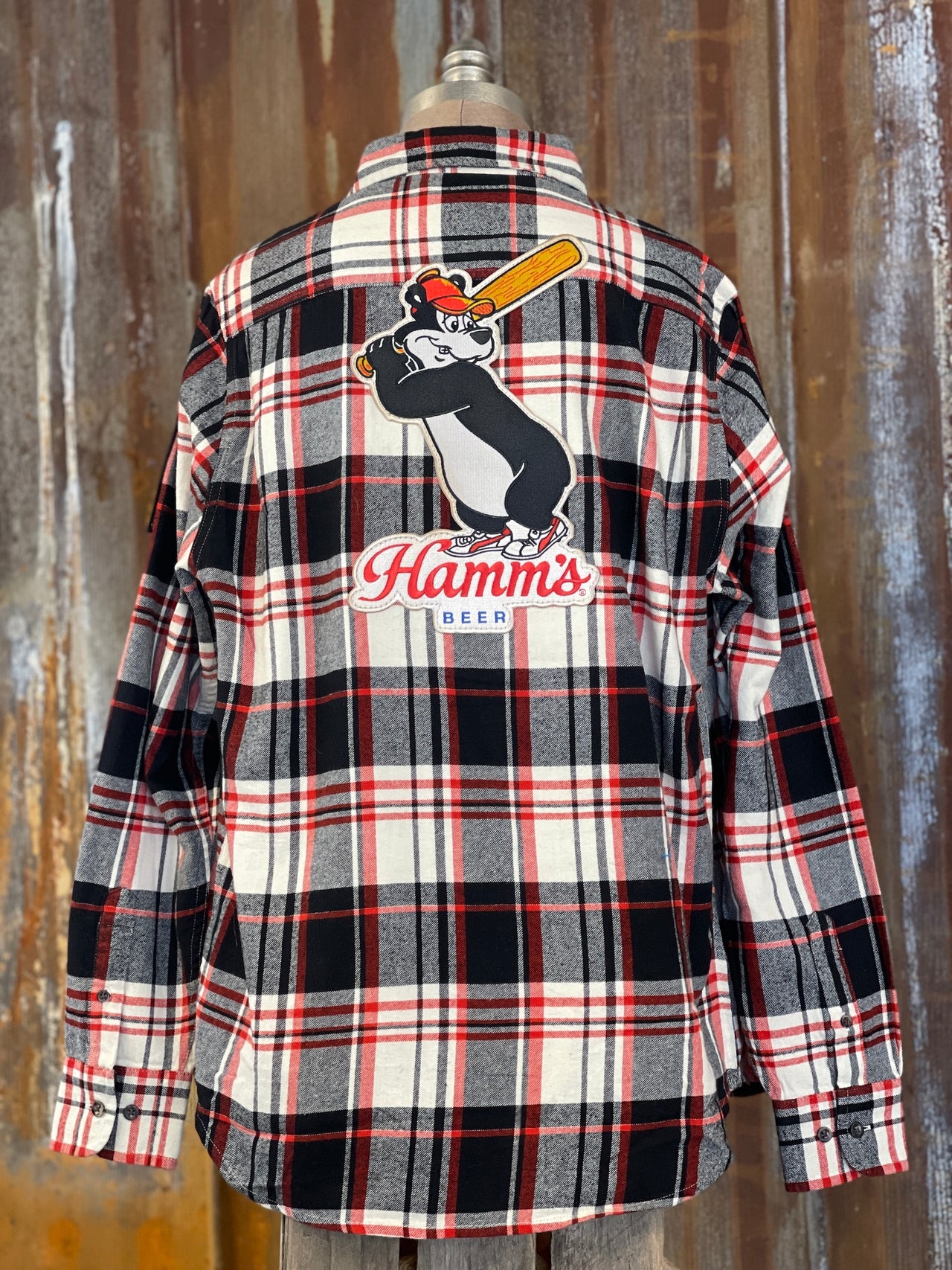 Hamm's Baseball Bear Flannel Angry Minnow Vintage