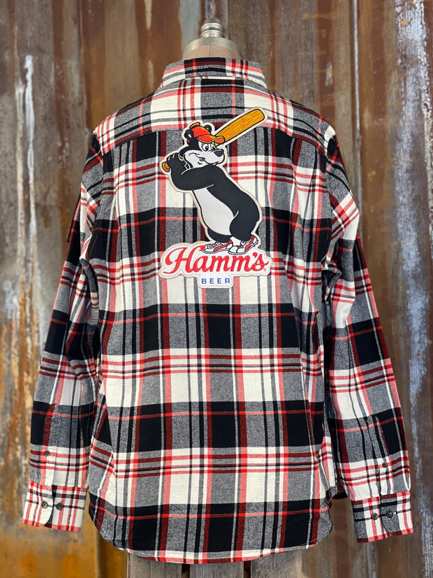 Hamm's Baseball Bear Flannel Angry Minnow Vintage