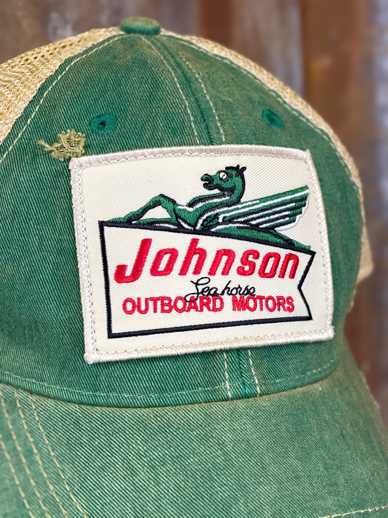 Johnson Seahorse Green Horse Hat- Distressed Kelly Green Snapback