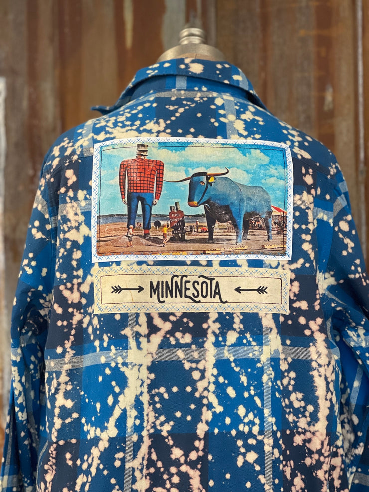 Paul and Babe Art Flannel- Distressed River Blue
