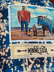 Paul and Babe Art Flannel- Distressed River Blue
