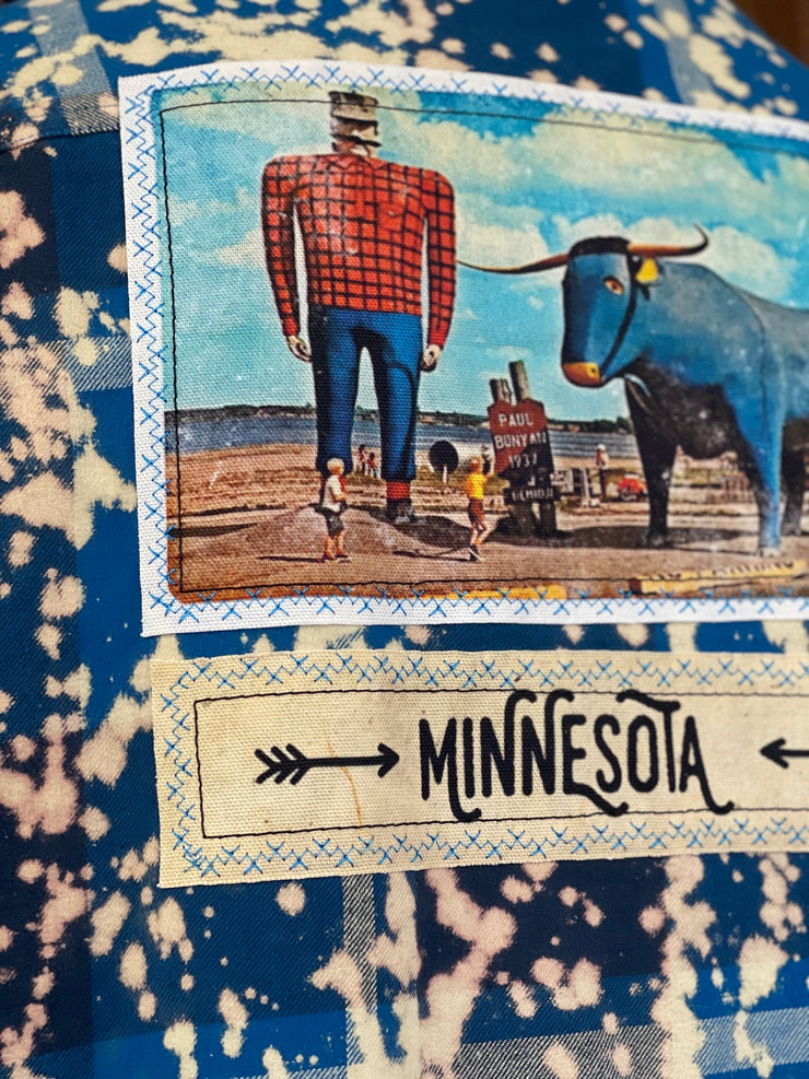 Paul and Babe Art Flannel- Distressed River Blue