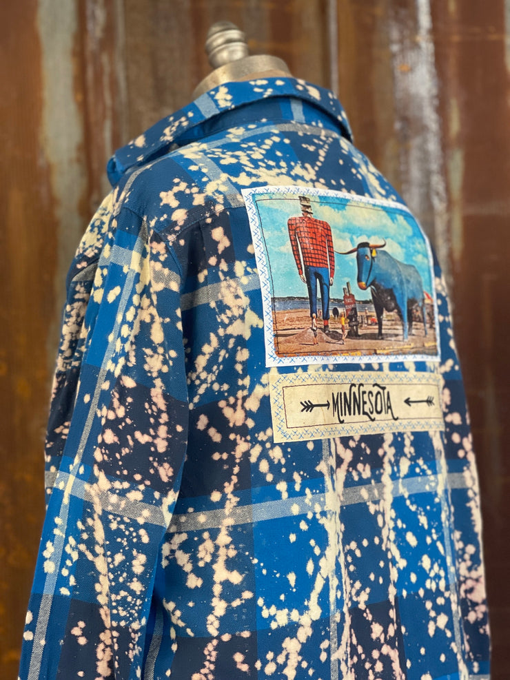 Paul and Babe Art Flannel- Distressed River Blue