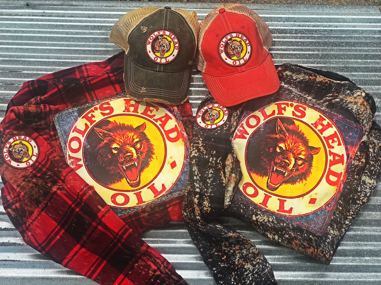 Wolf's Head Oil Hat- Distressed Black Snapback