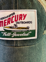 Retro Outboard Hat "rectangle" - Distressed Dark Green