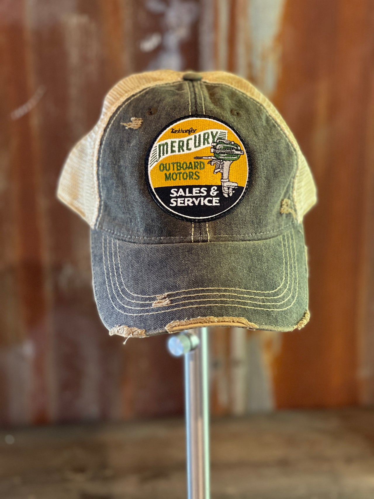 Sales/ Service - Outboard Hat Round- Distressed Black