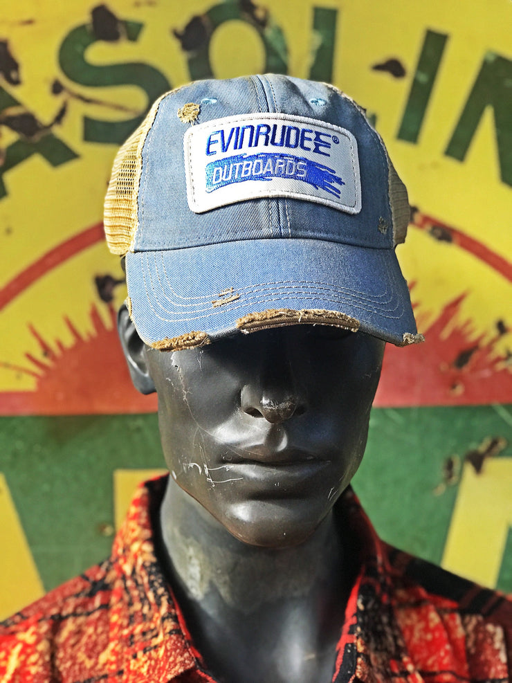 Fishing Hat (Blue Patch)- Distressed Sky Blue Snapback