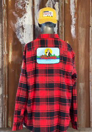 Hamm's Sky Blue Waters PATCH Flannel- Classic Red/ Black Plaid