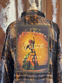 Thumbnail for Wild Women Dance Art Flannel- Distressed Black