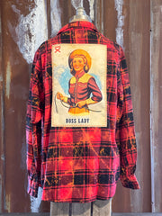 Boss Lady Art Flannel- Distressed Red