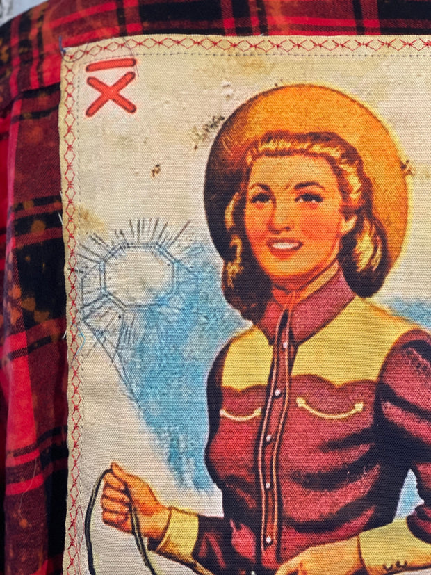 Boss Lady Art Flannel- Distressed Red