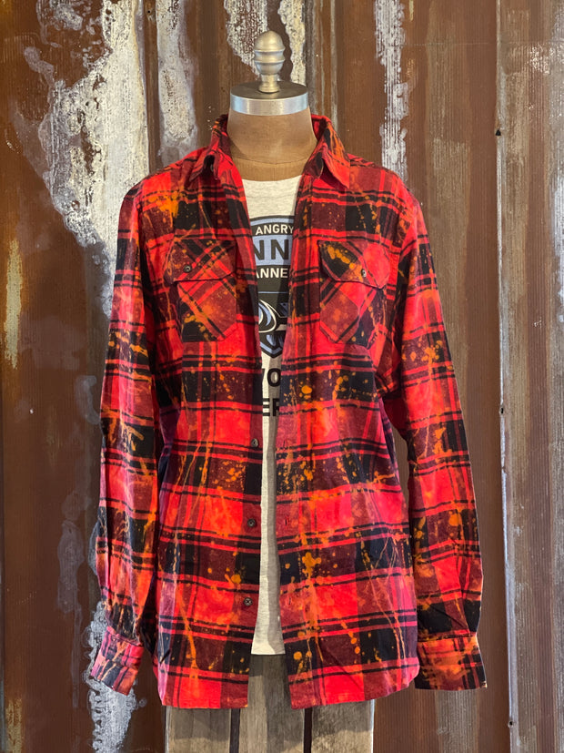 Boss Lady Art Flannel- Distressed Red