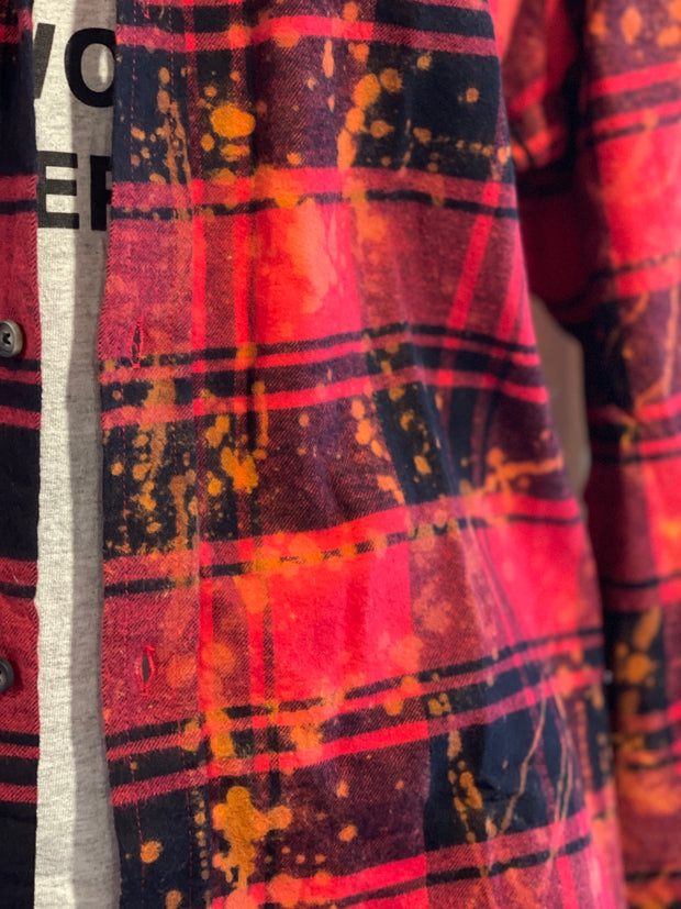 Boss Lady Art Flannel- Distressed Red