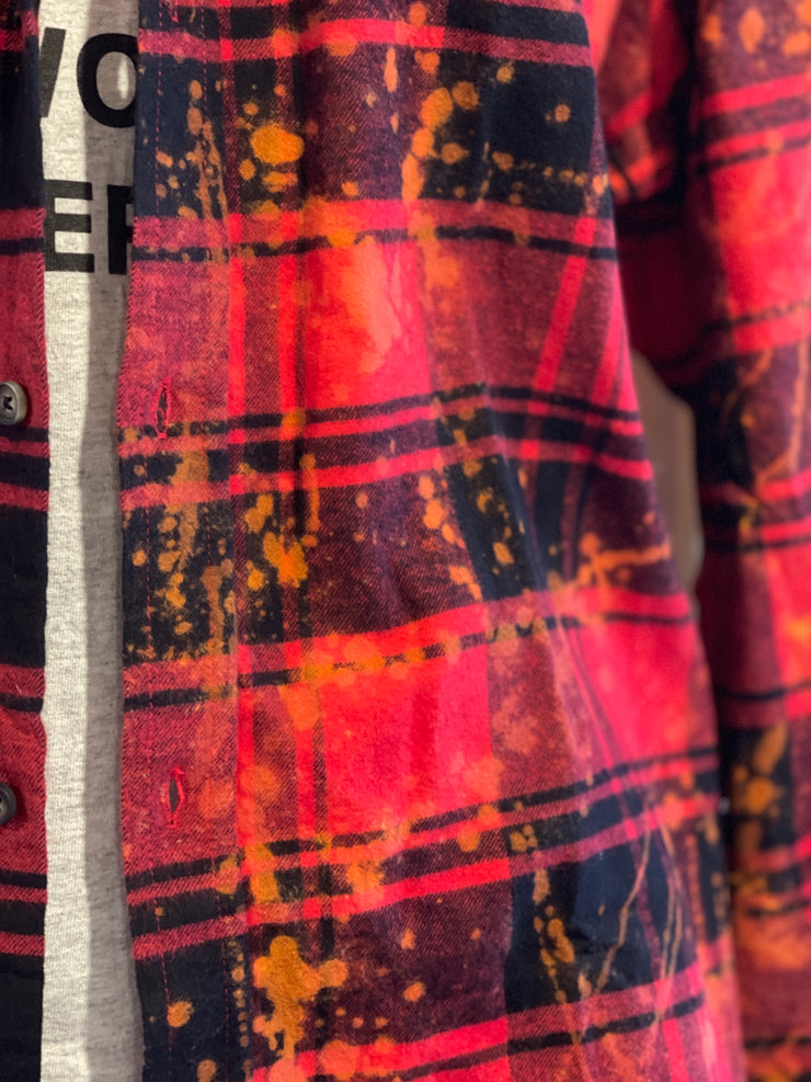 Boss Lady Art Flannel- Distressed Red