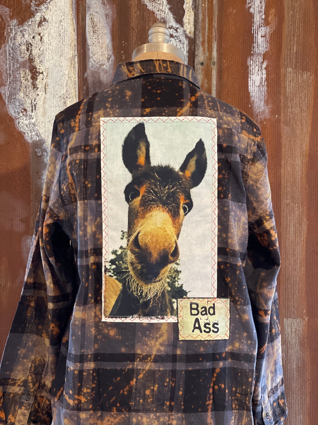 Bad Donkey Distressed Flannel - Distressed Black