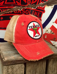 Thumbnail for Texaco Vintage Star Logo Hat- Distressed Red Snapback