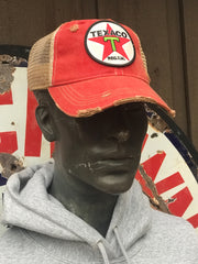 Texaco Vintage Star Logo Hat- Distressed Red Snapback