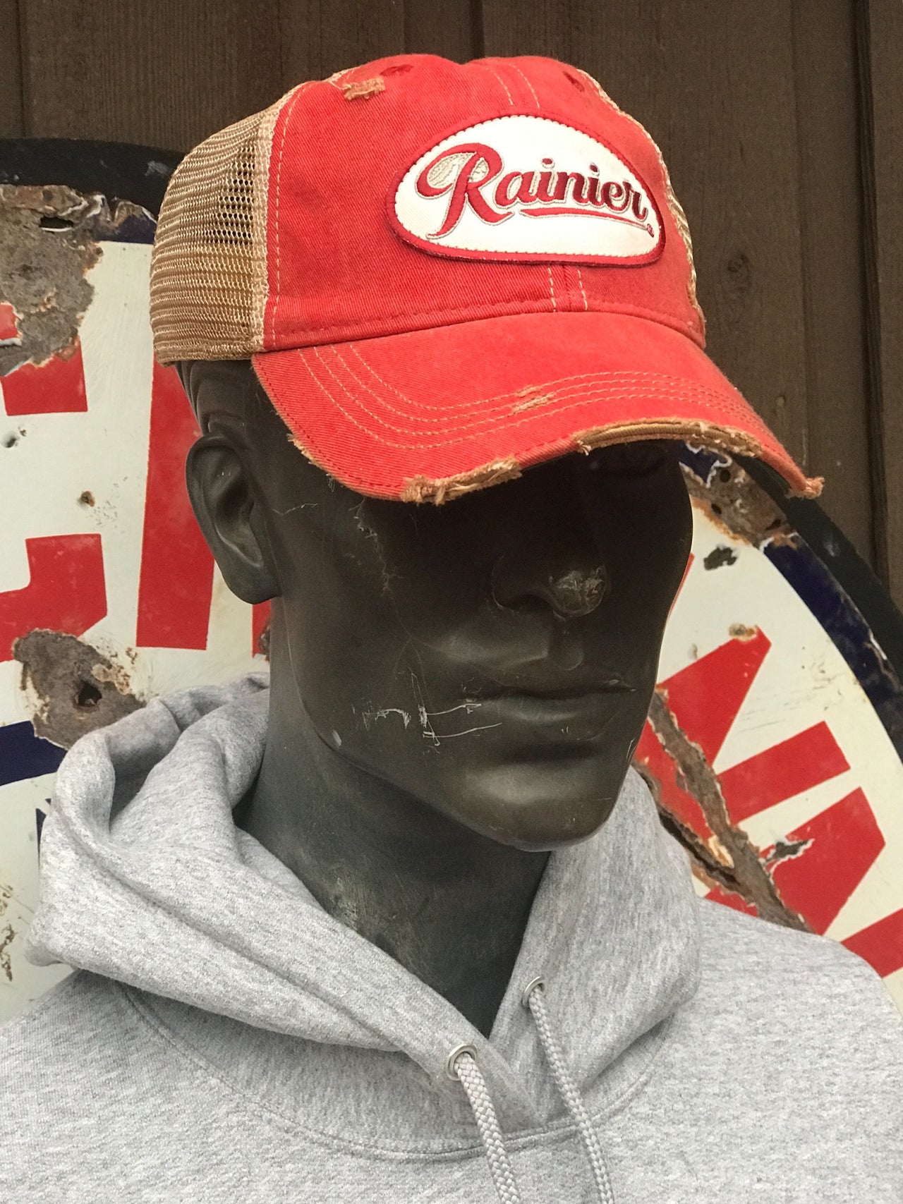 Rainier Beer Hat- Distressed Red Snapback