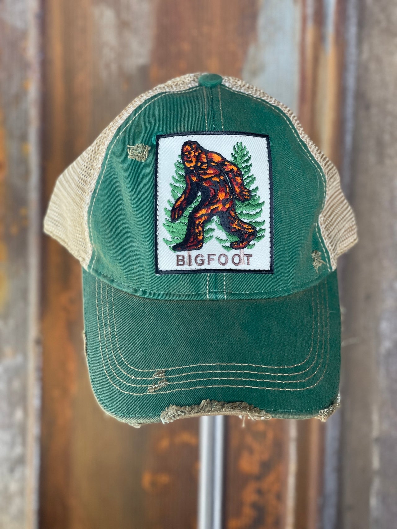 Bigfoot Hat- Distressed Kelly Green Snapback