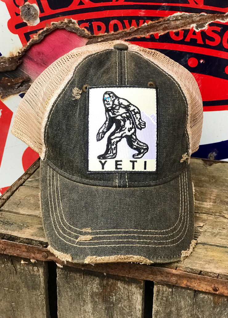 YETI The Abominable Snowman Cryptid Series Hat- Distressed Black Snapback