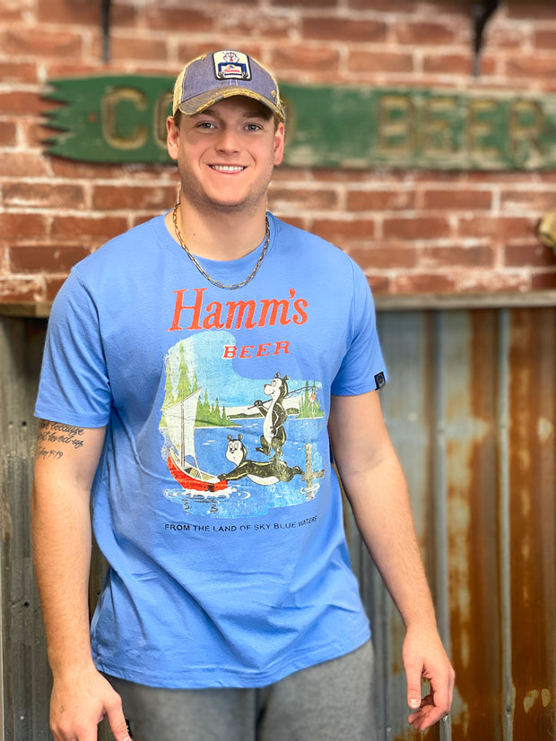 Hamm's Sailboat Bear Graphic Tee- Royal Blue